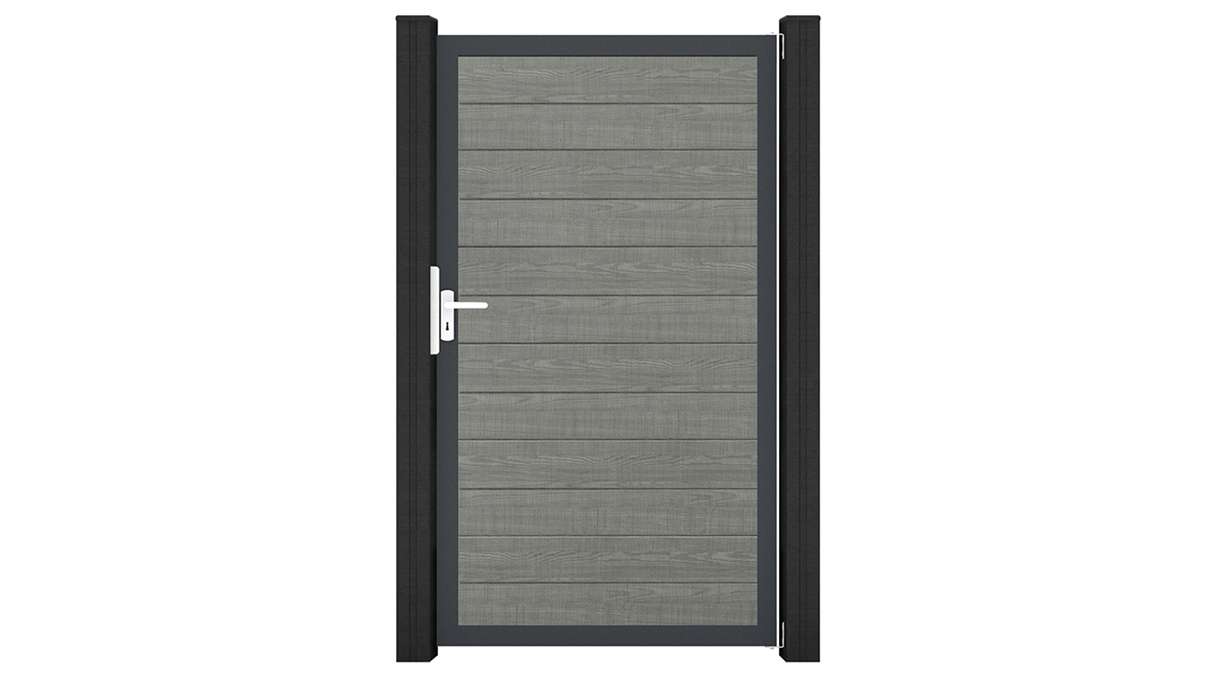 planeo Gardence Simply Small - PVC-Universaltor Grey Ash Cut mit Alu-Rahmen 100 x 180 cm