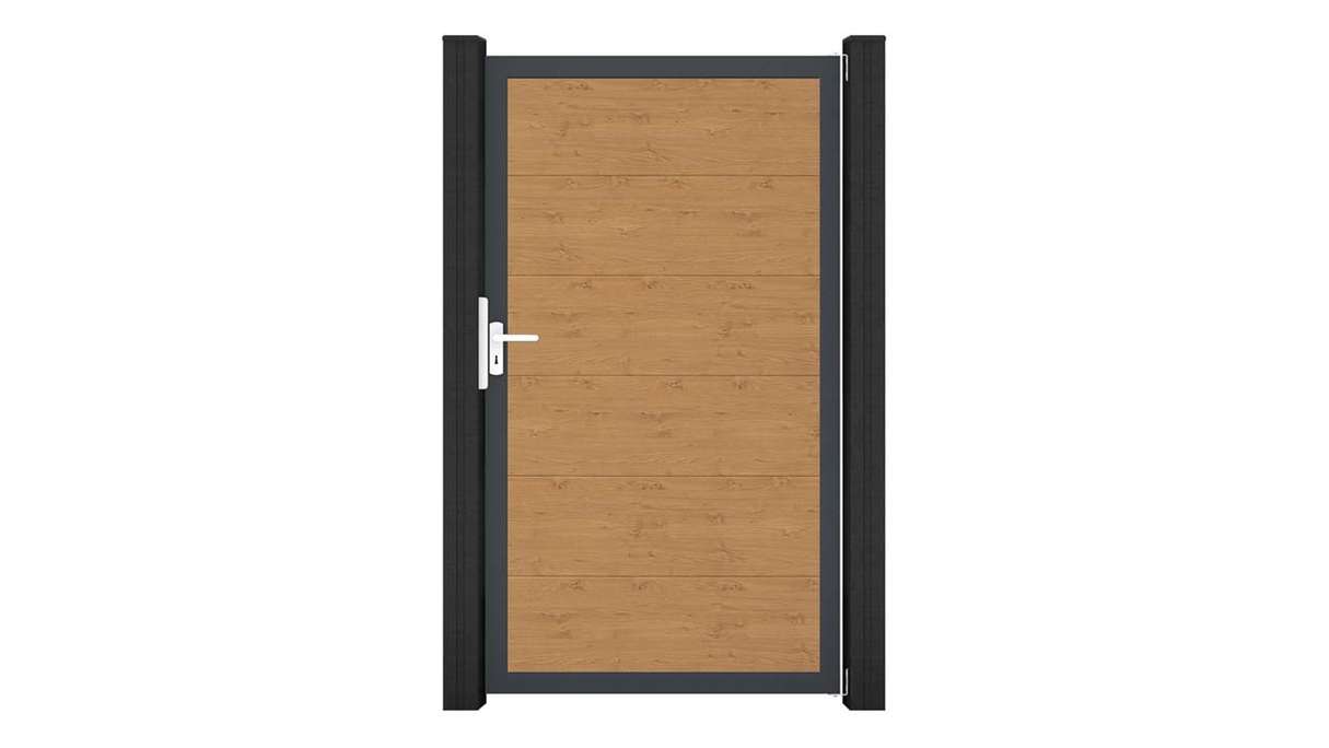 planeo Gardence Simply - PVC-Universaltor Asteiche Natur mit Alu-Rahmen 100 x 180 cm