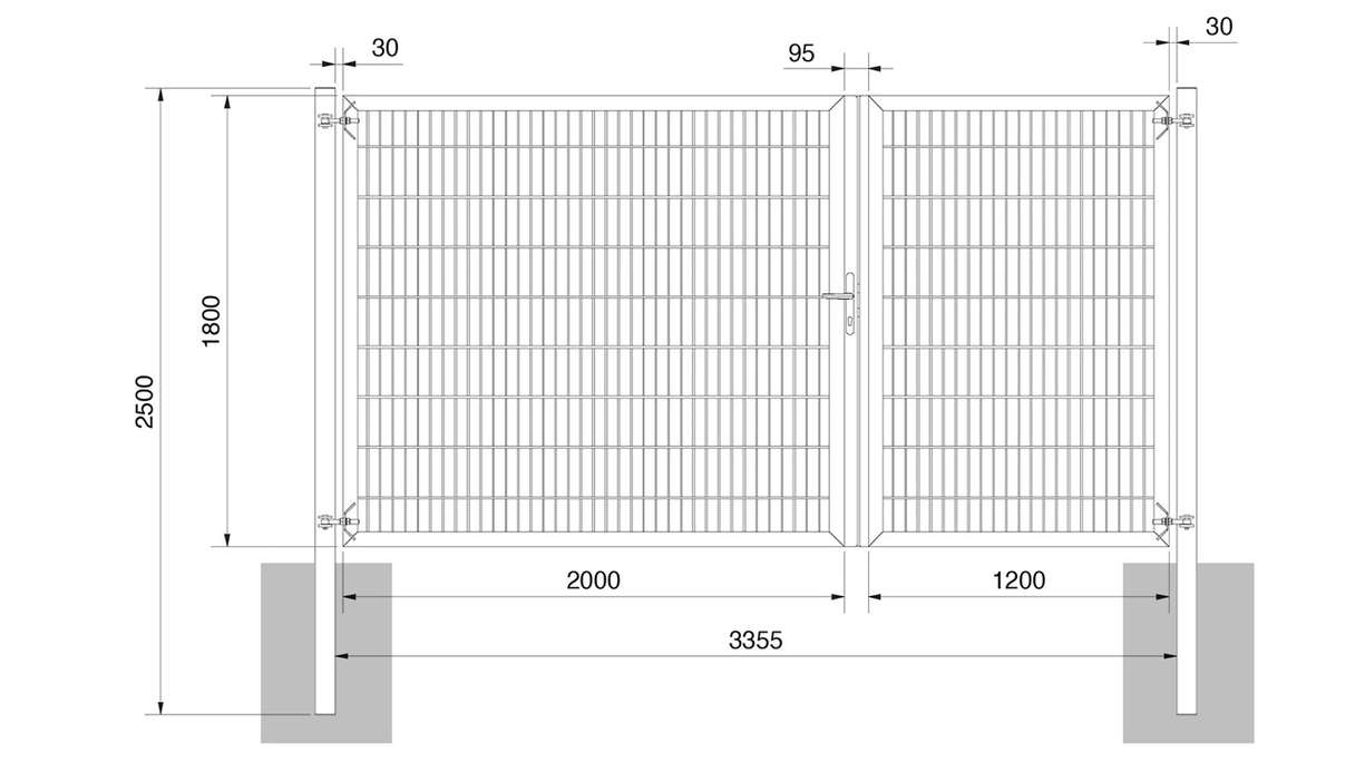 planeo Universaltor schwer 2-flg. Asymetrisch Anthrazit H 1800 x B 3200 inkl. Torpfosten