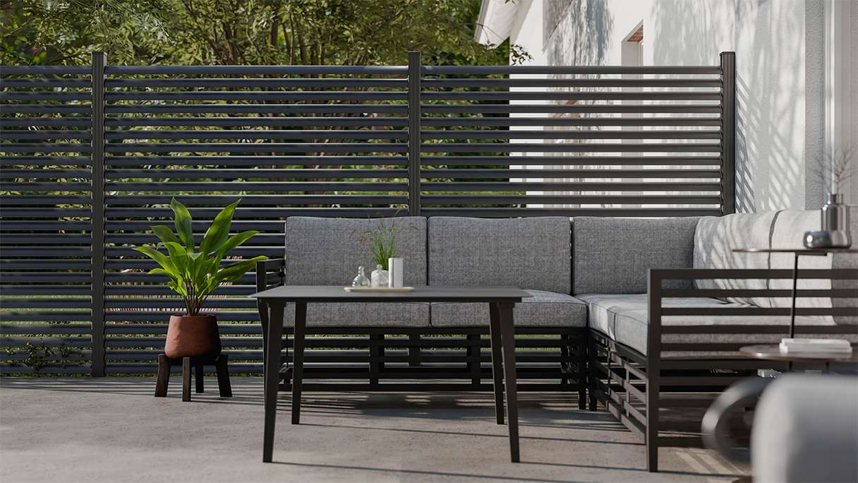 planeo Gardence Metallic Ellipse - Alu-Gartenzaun Quadratisch Anthrazit | DB703