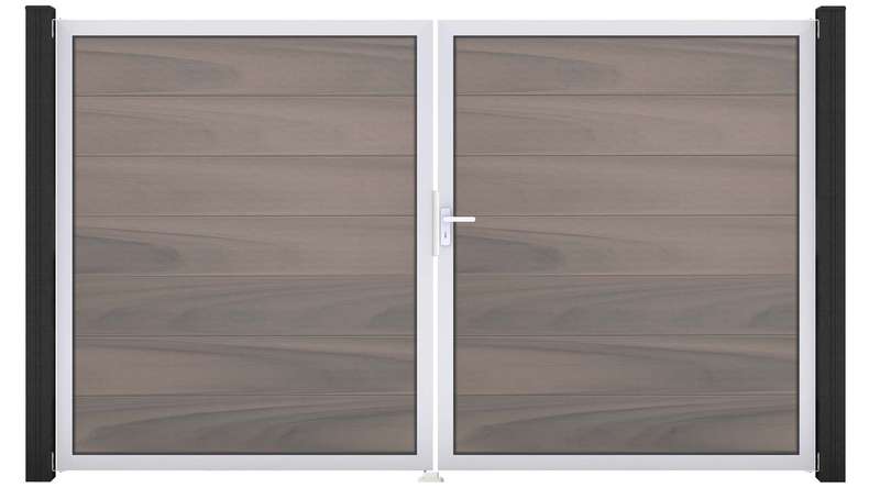 planeo Gardence Strong XL - BPC-Tor - DIN Rechts 2-flügelig Bi-Color co-ex mit Silber-Alurahmen
