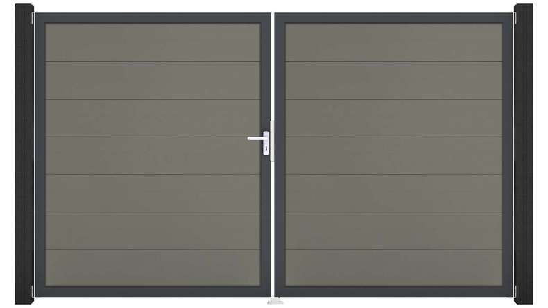 planeo Gardence Strong XL - BPC-Tor - DIN Links 2-flügelig Grau mit Anthrazit-Alurahmen