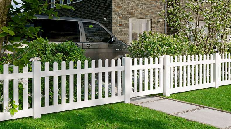 planeo Privara - PVC Steckzaun Vorgartenzaun Weiß - UV-Beständig | 180 x 80 cm