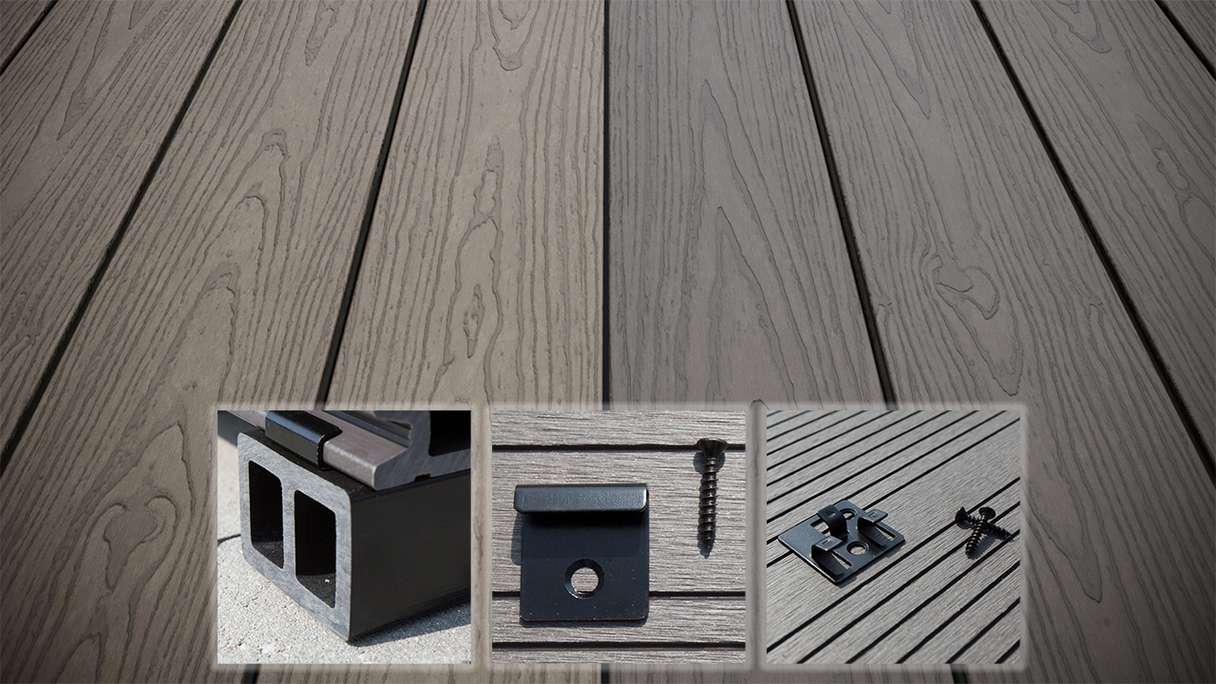 planeo CoEXWood WPC-Terrasse Komplett-Set Massivdiele - Anthrazitgrau/Graubraun strukturiert
