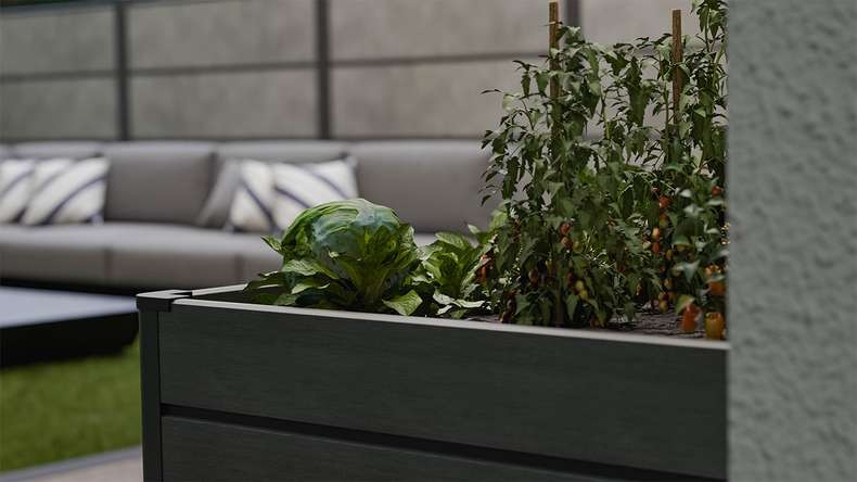planeo BPC-Rhombus Hochbeet Cube - Steingrau co-ex. 70 x 70 x 79 cm