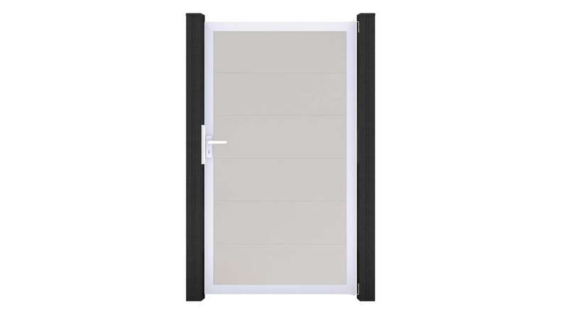 planeo Gardence Simply - PVC-Universaltor Weiss mit Alu-Rahmen in Silber | EV1 100 x 180 cm