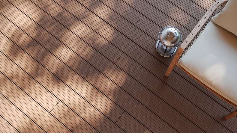 planeo LineWood WPC Terrassendiele Massiv - Hellbraun gerillt/genutet