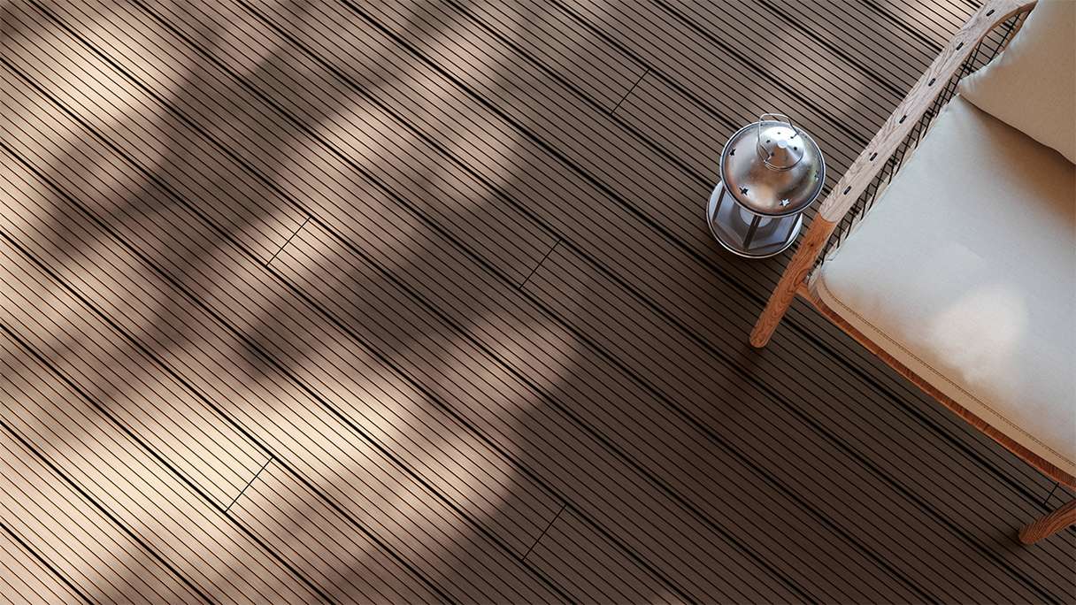 planeo LineWood WPC Terrassendiele Massiv - Dunkelbraun 3m gerillt/genutet