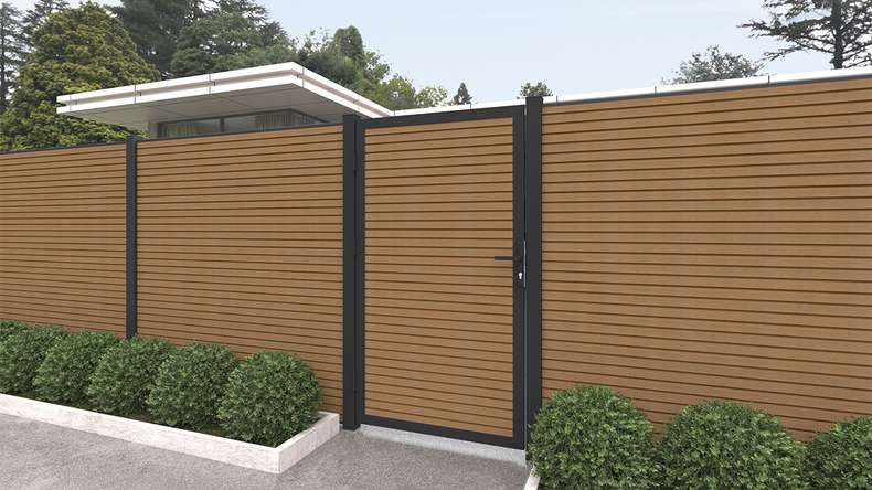 planeo LINEA - WPC CoEx Rhombus Steckzaun Burma Teak 176 x 183 cm