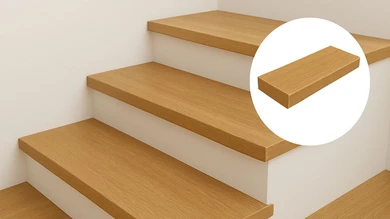 planeo Blockstufe Gerade 40mm Tischlerplatte + Vinyl | Dekor und Abmessung individuell wählbar