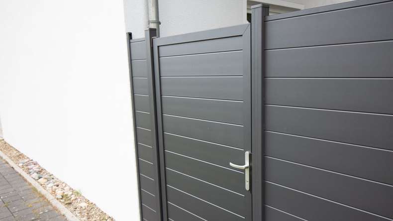 planeo Gardence Metallic - Alu-Gartenzaun Quadratisch Anthrazitgrau DB 703