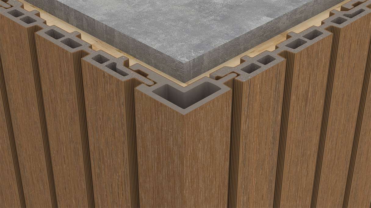 planeo LINEA - WPC CoEx Außenwinkel Burma Teak 2900 x 62 x 55 mm