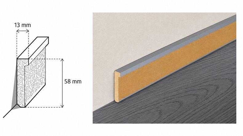 planeo Universalsockelleiste 13 x 58 mm - 10 Stk.