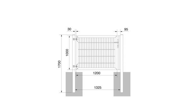 planeo Universaltor schwer 1-flg. Feuerverzinkt H 1000 x B 1325 mm inkl. Torpfosten