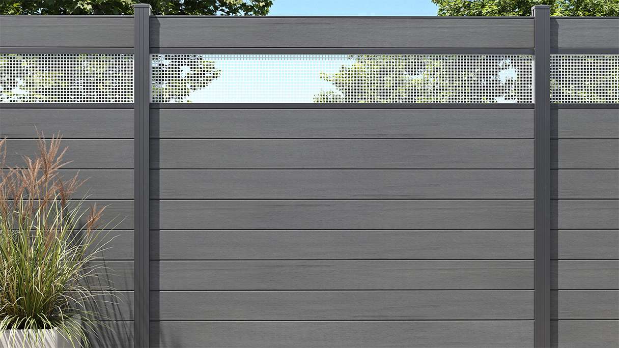 planeo Gardence Strong - BPC-Gartenzaun Quadratisch Steingrau co-ex