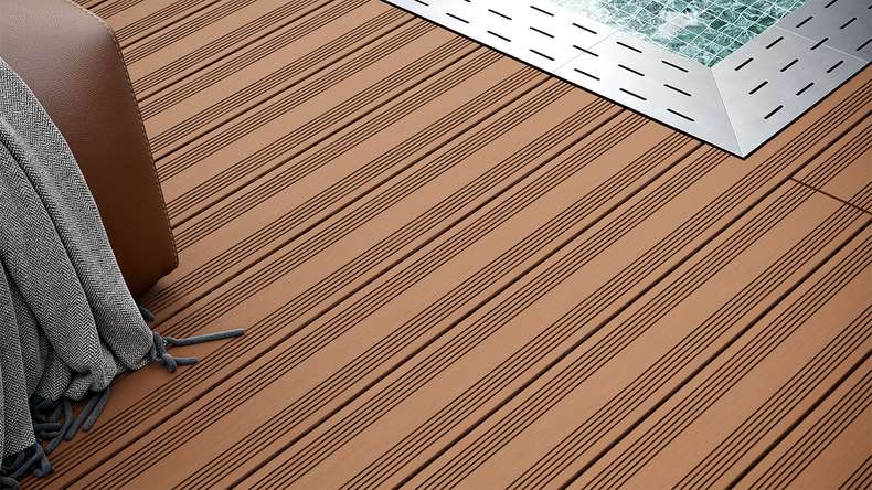 planeo SolidWood WPC-Terrasse Komplett-Set Massivdiele - Hellbraun französisch/strukturiert