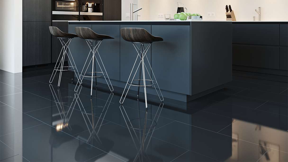 planeo Klick Vinyl - Rigid Schwarz Hochglanz V-Fuge | Made in Germany