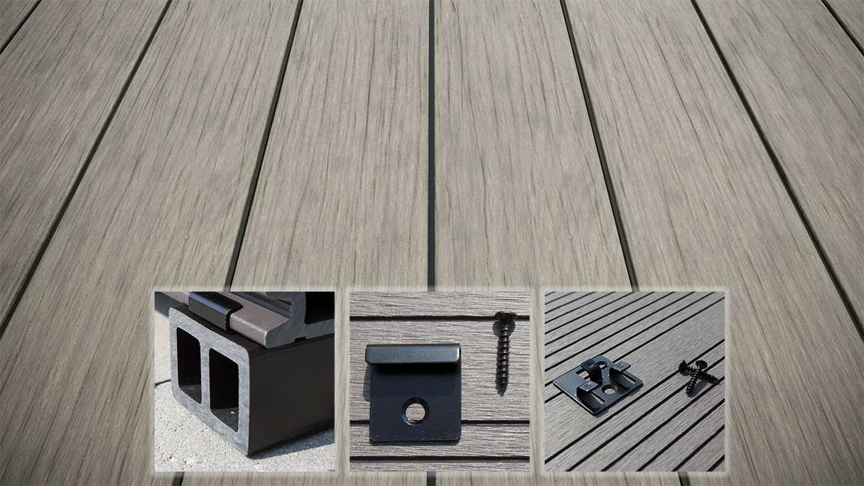 planeo AntikWood WPC-Terrasse Komplett-Set Massivdiele - Steingrau antik gealtert