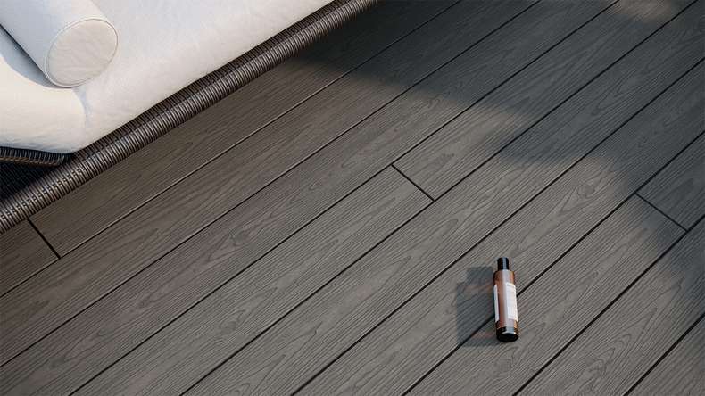 planeo CoEXWood WPC Terrassendiele Massiv ummantelt - Grau/Zement 4.8m strukturiert