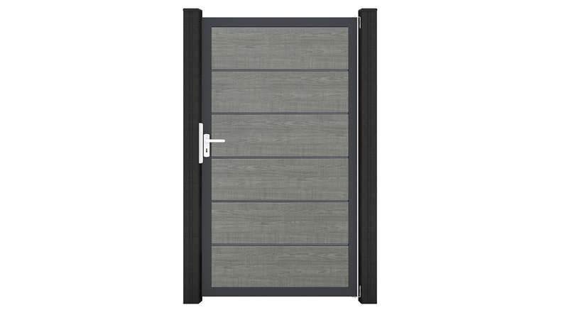 planeo Gardence Simply Premium - PVC-Universaltor Grey Ash Cut mit Alu-Rahmen 100 x 180 cm