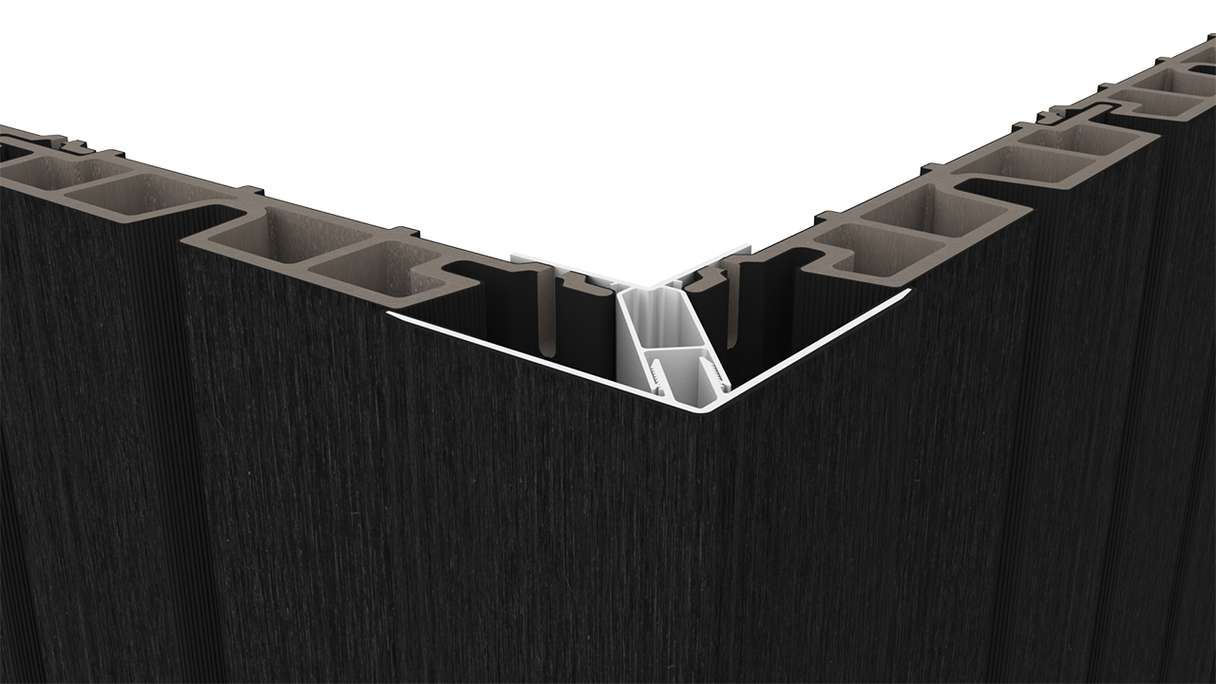 planeo LINEA - Alu CoEx Außeneckprofil Schwarz 3000 x 66 x 66 mm