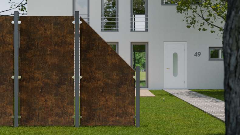 planeo Gardence Resistant - HPL-Sichtschutzzaun Hochkant Rostoptik 90 x 180cm