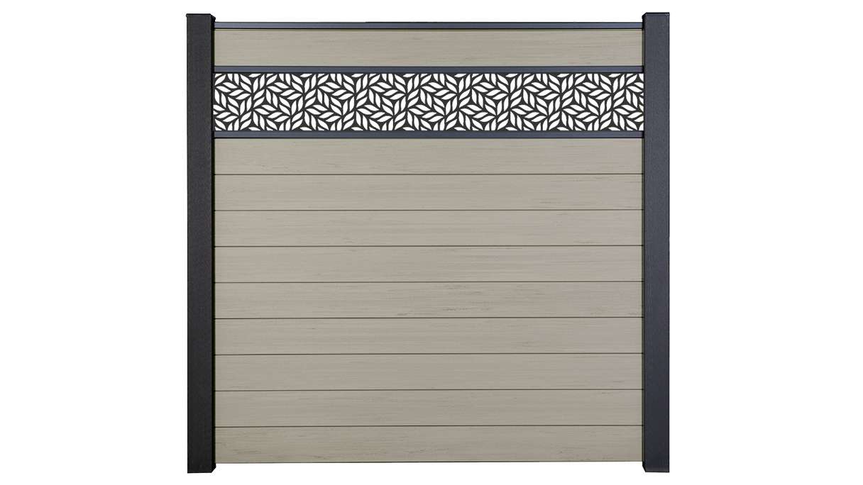 planeo Gardence Strong - BPC-Steckzaun Leafs Bi-Color Sand 180 x 180 cm