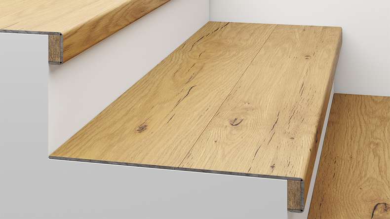 planeo Vinyl Treppenstufe Typ D - Blocküberstand Klick Oben und Unten