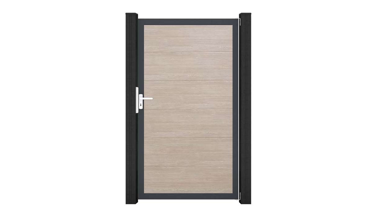 planeo Gardence Simply - PVC-Universaltor Sheffield Oak mit Alu-Rahmen 100 x 180 cm