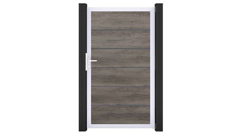planeo Gardence Simply Premium - PVC-Universaltor Monument Oak mit Alu-Rahmen 100 x 180 cm