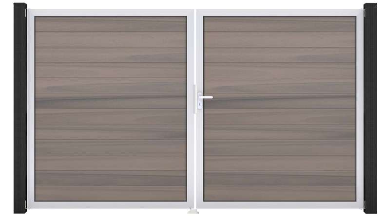 planeo Gardence Strong - BPC-Tor - 2-flügelig Bi-Color co-ex mit Alurahmen 