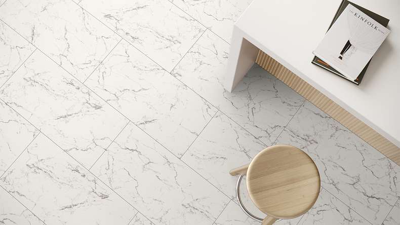planeo Rigid Klick Vinyl - Stone Carrara Marble Matt | Trittschalldämmung integr. (100P2921MT)