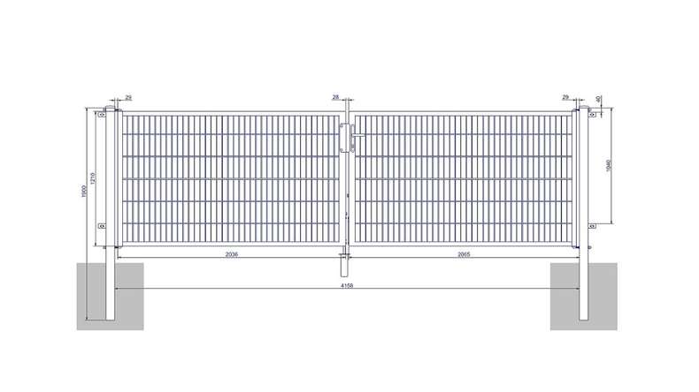 planeo Universaltor medium 2-flg. Anthrazit H 1200 x B 4158 mm inkl. Torpfosten