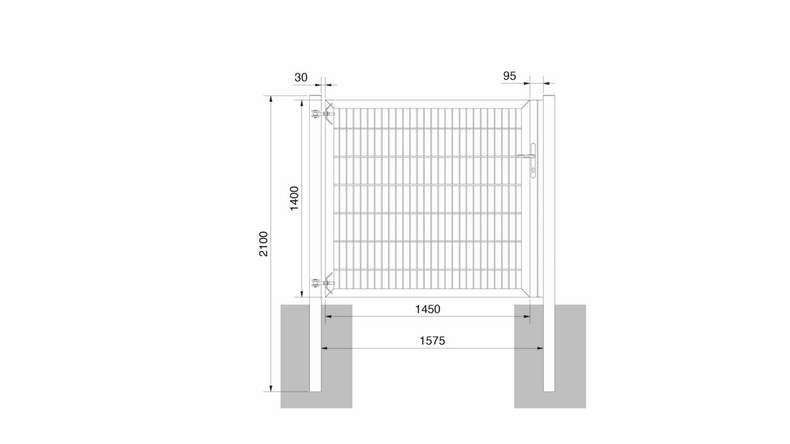 planeo Universaltor schwer 1-flg. Moosgrün H 1400 x B 1575 mm inkl. Torpfosten