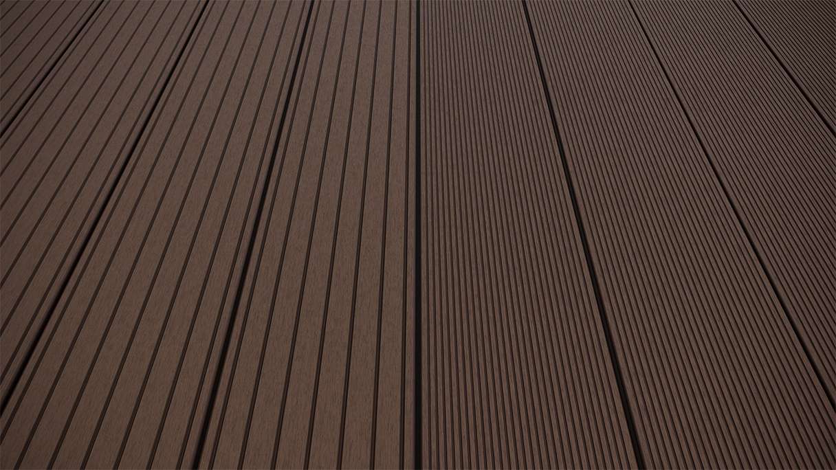 planeo LineWood WPC Terrassendiele Massiv - Dunkelbraun 3m gerillt/genutet