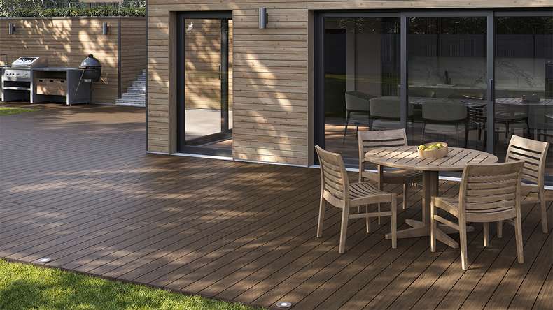 planeo AntikWood WPC-Terrasse Komplett-Set Massivdiele - Braun antik gealtert