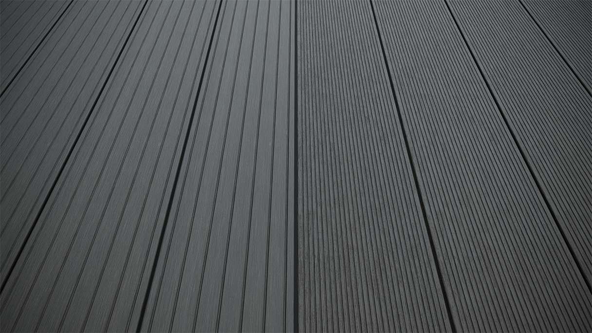 planeo LightWood WPC Terrassendiele Hohlkammer - Dunkelgrau 3.6m gerillt/genutet