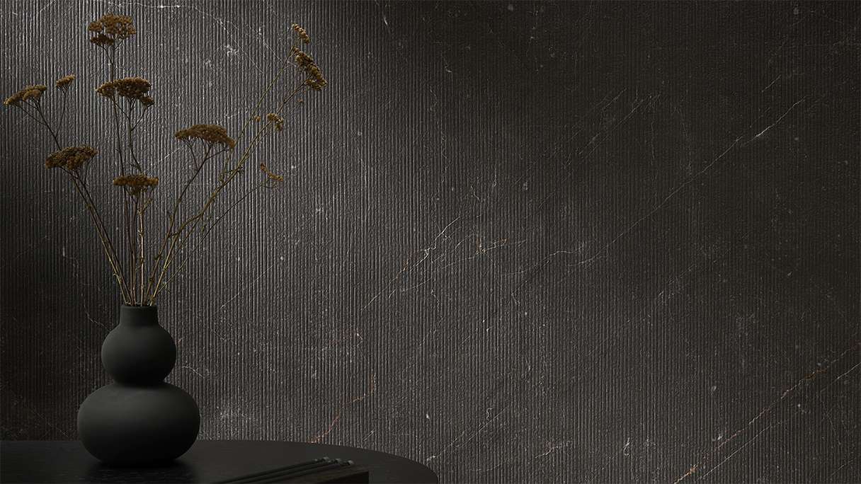 planeo Wandverkleidung SPC - CeraRock Tile Stripes Black Slate 120 x 60 cm