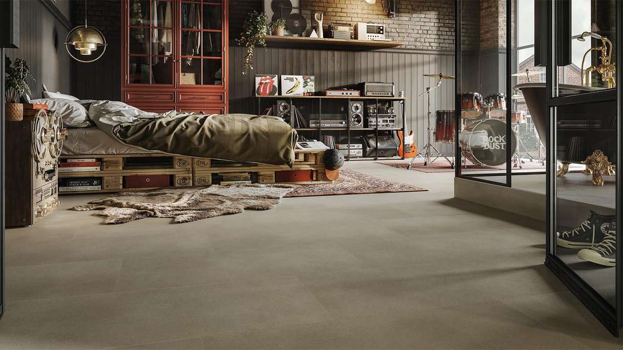 MEISTER Designboden Dryback-Vinyl DB 155 - 20210 Mellow gold Steinporen-Struktur (400058-0914457-20210)