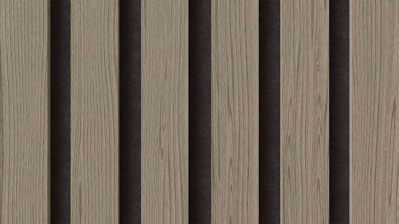 planeo Akustikpaneele - Graueiche 2480 x 600 x 21.5 mm | schwer entflammbar Brandschutz Klasse B