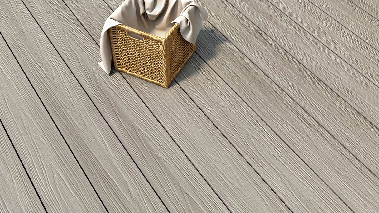 planeo MAXLine Nature - 3m WPC CoEx ummantelte XL Terrassendiele Verbundprofil leicht - Hellgrau strukturiert/glatt gebürstet