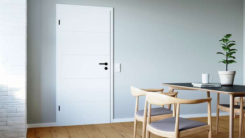 planeo Design-Innentür PUREA Vivo 5 Weißlack 9003 Designkante | lackiert - 1985 x 610|735|860|985 mm