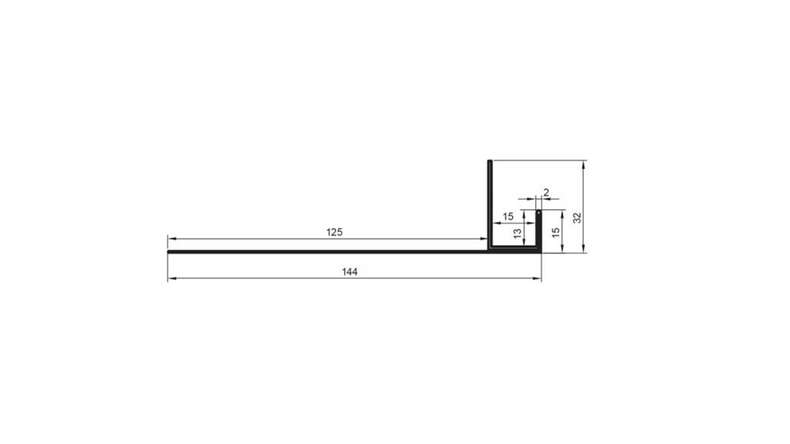 planeo Alu-Anschlussprofil - AN 15mm Aufnahme 3000mm Länge Aluminium-natur