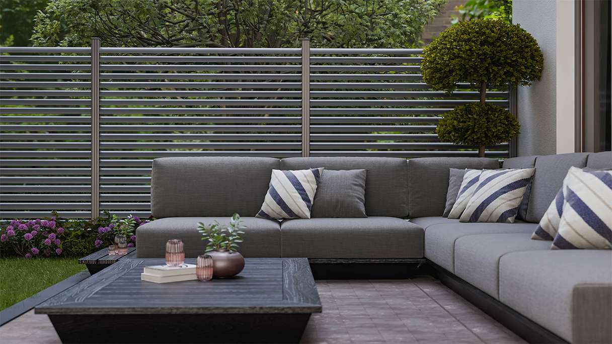 planeo Gardence Metallic Ellipse - Alu-Gartenzaun Quadratisch Anthrazit | DB703