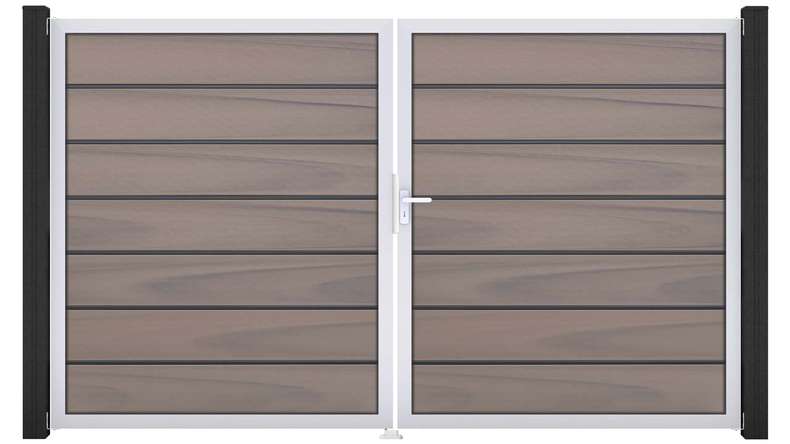 planeo Gardence Deluxe - BPC-Tor - 2-flügelig Bi-Color co-ex mit Alurahmen