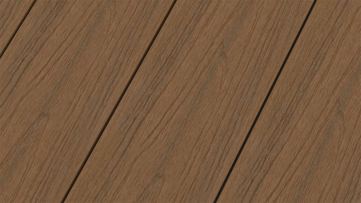planeo MAXLine Nature - 3m WPC CoEx ummantelte XL Terrassendiele Verbundprofil leicht - Burma Teak strukturiert/glatt gebürstet