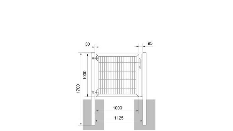 planeo Universaltor schwer 1-flg. Moosgrün H 1000 x B 1125 mm inkl. Torpfosten