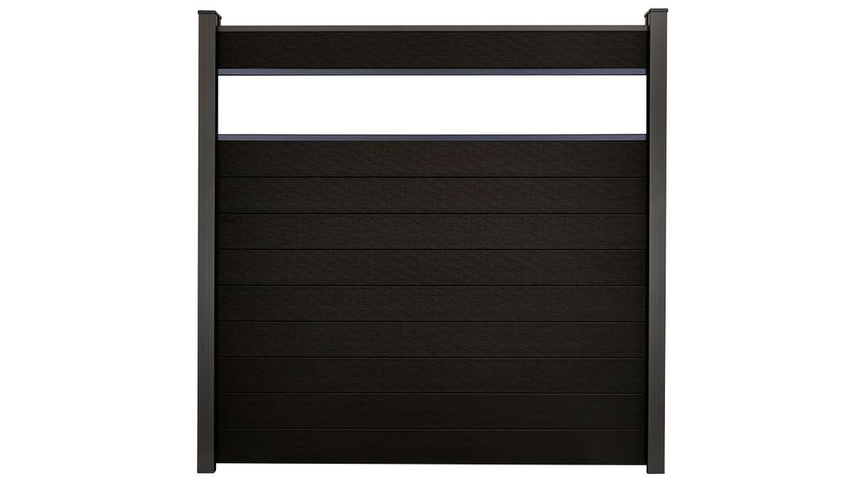 planeo Gardence Strong - BPC-Steckzaun Glas Satiniert Schwarz co-ex 180 x 180 cm
