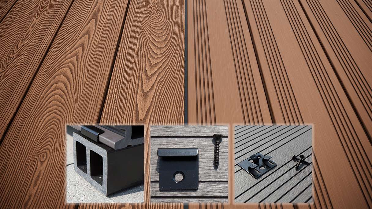 planeo SolidWood WPC-Terrasse Komplett-Set Massivdiele - Hellbraun französisch/strukturiert