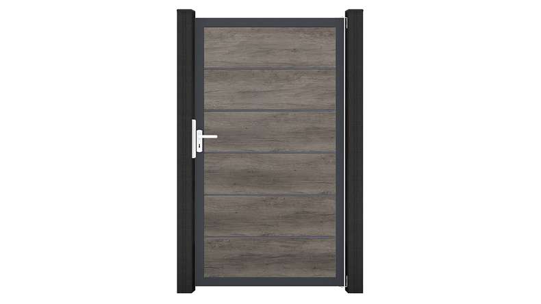 planeo Gardence Simply Premium - PVC-Universaltor Monument Oak mit Alu-Rahmen 100 x 180 cm